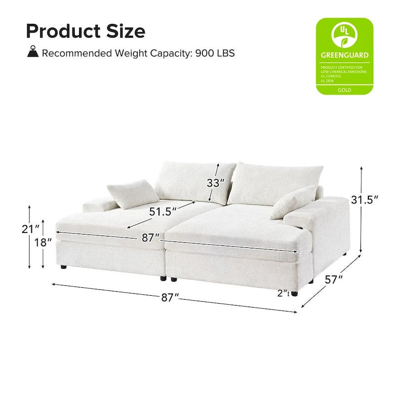 Oversize 57 Deep Square Arm Sofa