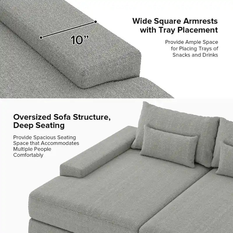 Oversize 57 Deep Square Arm Sofa
