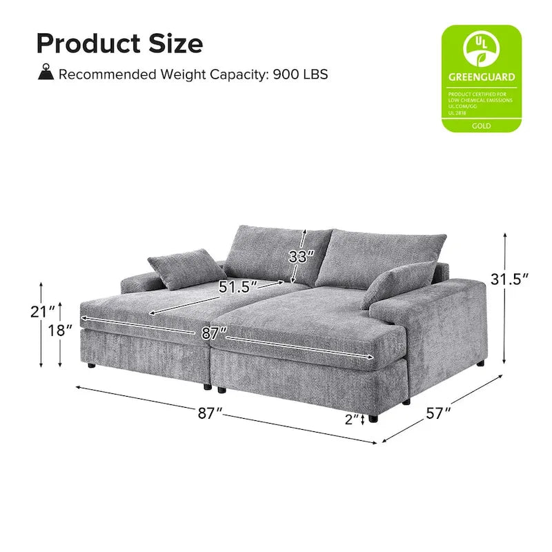 Oversize 57 Deep Square Arm Sofa