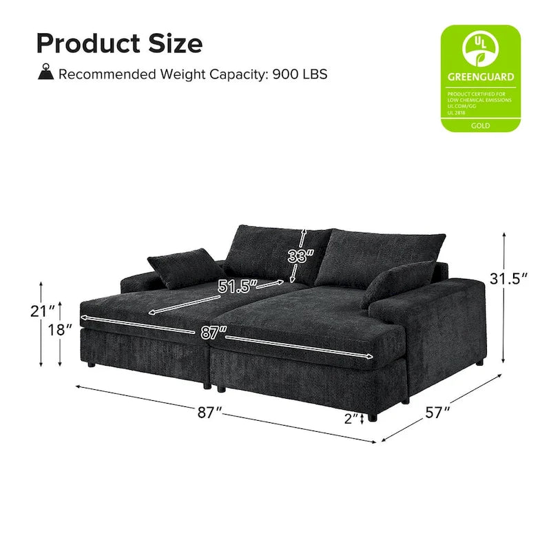 Oversize 57 Deep Square Arm Sofa