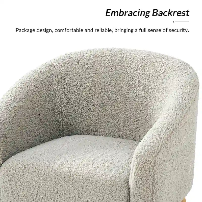 Modern 30W Boucle Armchair with Solid Wood Legs Set of 2