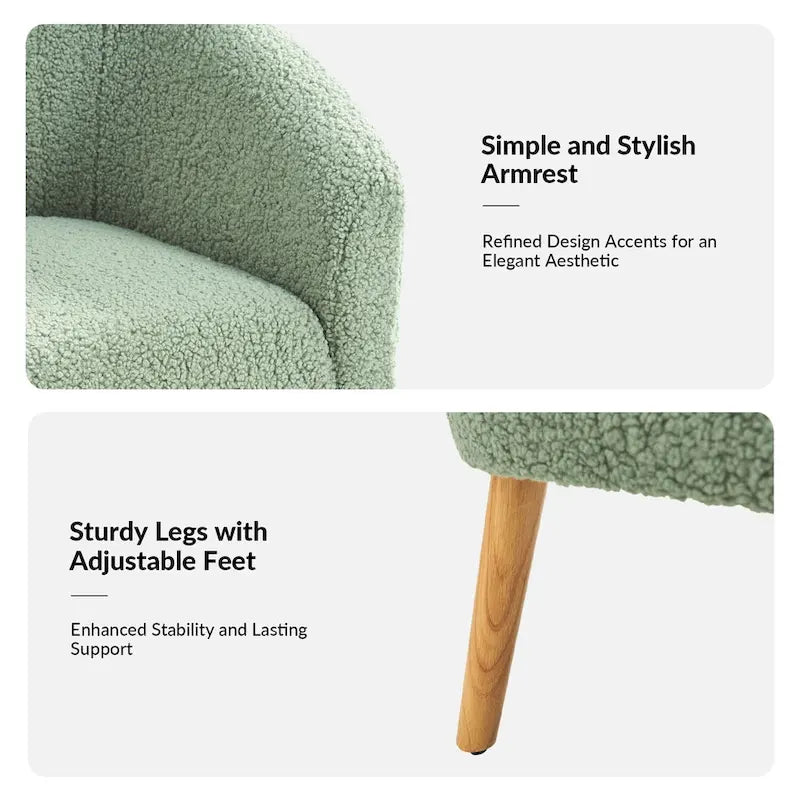 Modern 30W Boucle Armchair with Solid Wood Legs Set of 2