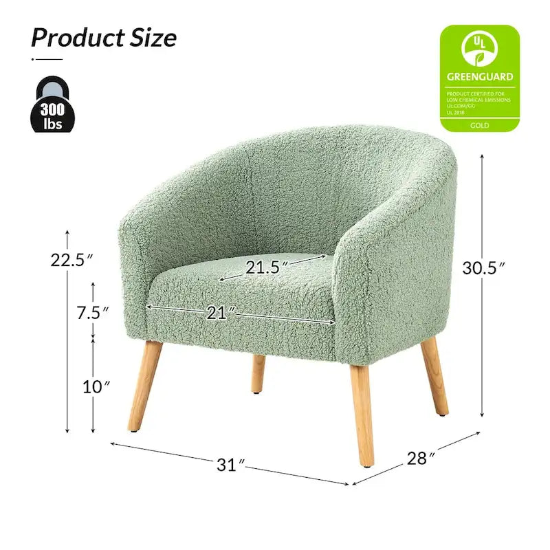 Modern 30W Boucle Armchair with Solid Wood Legs Set of 2