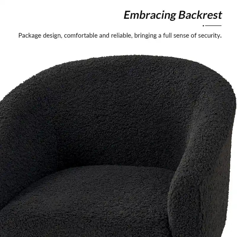 Modern 30W Boucle Armchair with Solid Wood Legs Set of 2
