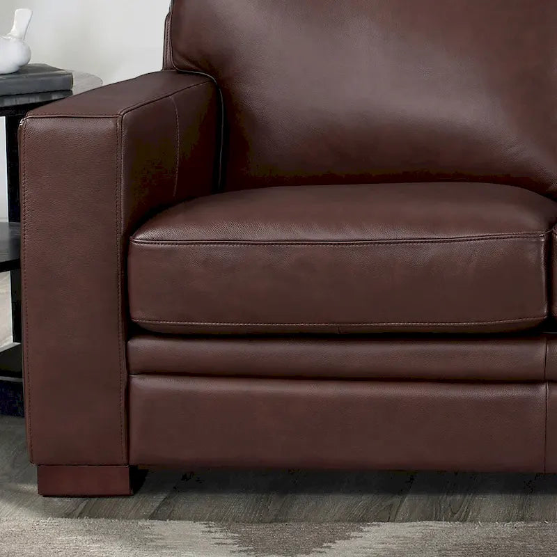 Top Grain Leather Loveseat With Feather, Memory Foam and Springs