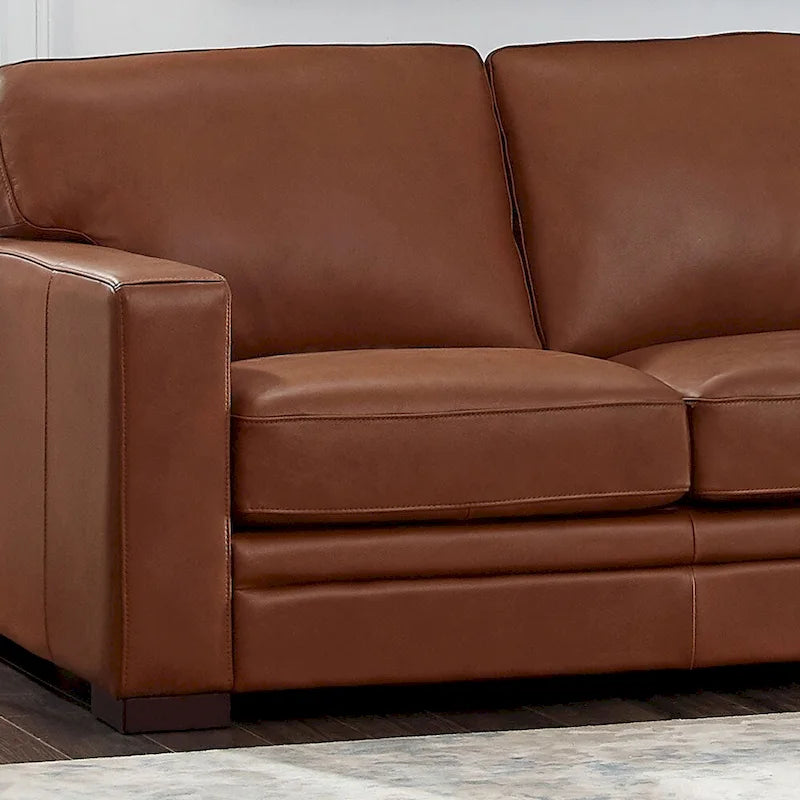 Top Grain Leather Loveseat With Feather, Memory Foam and Springs