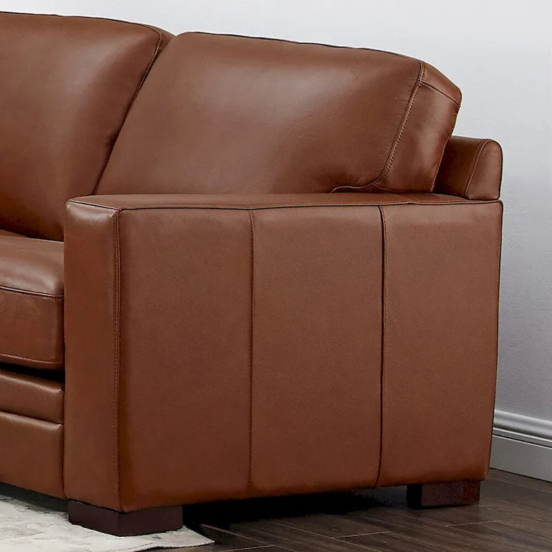 Top Grain Leather Loveseat With Feather, Memory Foam and Springs