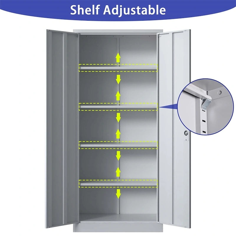 Metal Garage Storage Cabinet Tool Steel with Doors and 4 Shelves